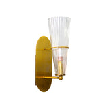 Post Modern 1 Bulb Wall Sconce with Clear Ribbed Glass Shade Gold Finish Cone Wall Lighting Clearhalo 'Cast Iron' 'Glass' 'Industrial' 'Modern wall lights' 'Modern' 'Tiffany' 'Traditional wall lights' 'Wall Lamps & Sconces' 'Wall Lights' Lighting' 759059