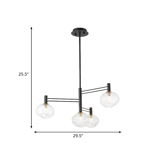 Black Oval Semi Mount Lighting Modern 4 Bulbs Clear Dimpled Glass LED Close to Ceiling Lamp Clearhalo 'Ceiling Lights' 'Close To Ceiling Lights' 'Close to ceiling' 'Glass shade' 'Glass' 'Semi-flushmount' Lighting' 759101