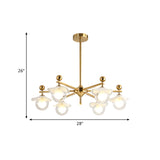 Globe Clear Glass Chandelier Pendant Light Post Modern 6-Head Gold Radial LED Suspension Lamp with Wave Cap Clearhalo 'Ceiling Lights' 'Chandeliers' 'Modern Chandeliers' 'Modern' Lighting' 759109