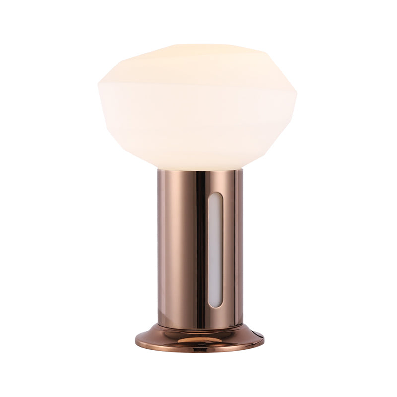 Bud-Shape Night Table Light Modernist Opal Glass 1 Light Bedside Nightstand Lamp in Copper Clearhalo 'Lamps' 'Table Lamps' Lighting' 759171