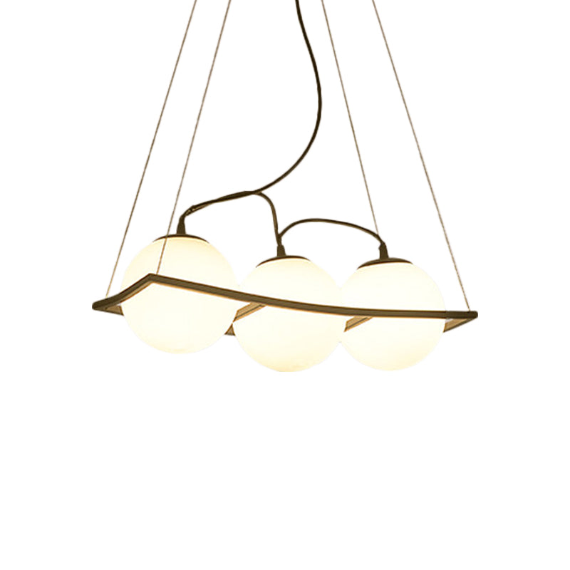 Globe Multi Light Pendant Modernist Frosted Glass 3/4 Lights Black Frame Ceiling Hang Fixture Clearhalo 'Ceiling Lights' 'Modern Pendants' 'Modern' 'Pendant Lights' 'Pendants' Lighting' 759204