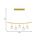 Rope Metal Island Pendant Light Post Modern 5 Bulbs Gold Finish Ceiling Suspension Lamp with Orb Clear Glass Shade Clearhalo 'Ceiling Lights' 'Chandeliers' 'Glass shade' 'Glass' 'Island Lights' Lighting' 759214