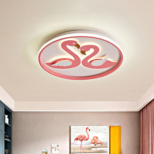 Modern Romantic Lover Swan Flushmount Acrylic Bedroom LED Flush Mount Ceiling Light in Pink Pink Clearhalo 'Ceiling Lights' 'Close To Ceiling Lights' 'Close to ceiling' 'Flush mount' Lighting' 759225