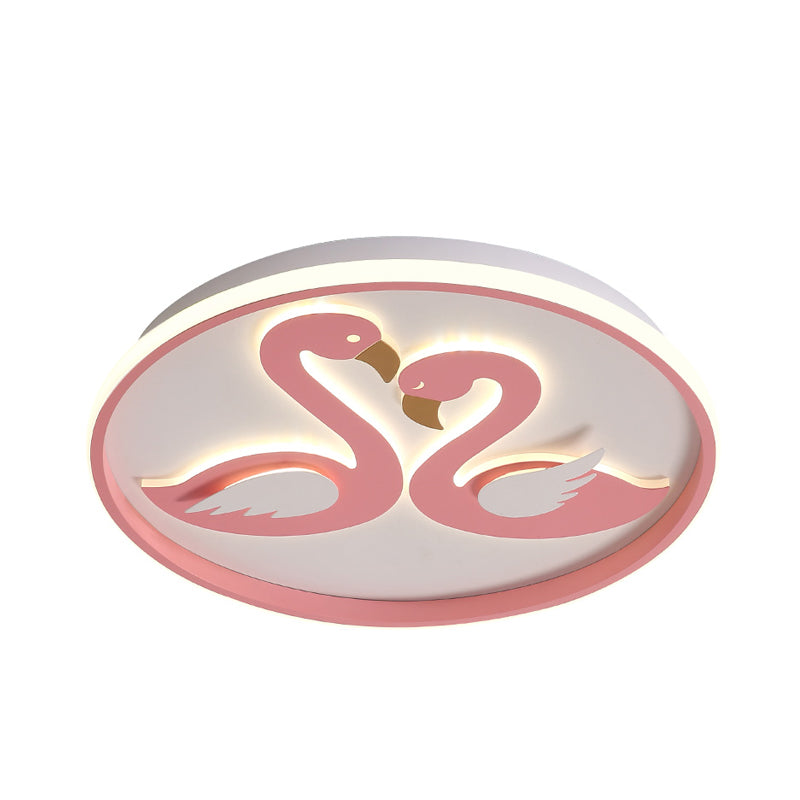 Modern Romantic Lover Swan Flushmount Acrylic Bedroom LED Flush Mount Ceiling Light in Pink Clearhalo 'Ceiling Lights' 'Close To Ceiling Lights' 'Close to ceiling' 'Flush mount' Lighting' 759227