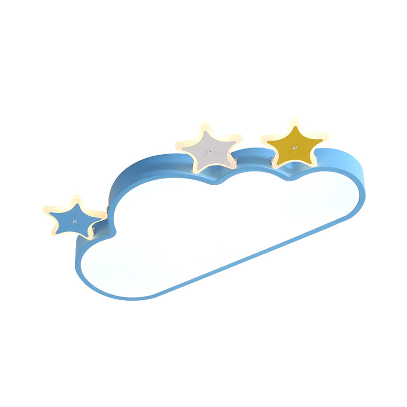 Cloud-with-Star Iron Flushmount Lighting Cartoon Pink/Blue LED Ceiling Flush Light for Children Room Clearhalo 'Ceiling Lights' 'Close To Ceiling Lights' 'Close to ceiling' 'Flush mount' Lighting' 759231