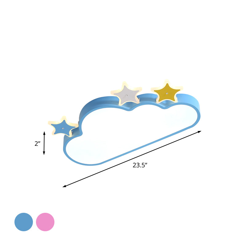 Cloud-with-Star Iron Flushmount Lighting Cartoon Pink/Blue LED Ceiling Flush Light for Children Room Clearhalo 'Ceiling Lights' 'Close To Ceiling Lights' 'Close to ceiling' 'Flush mount' Lighting' 759232