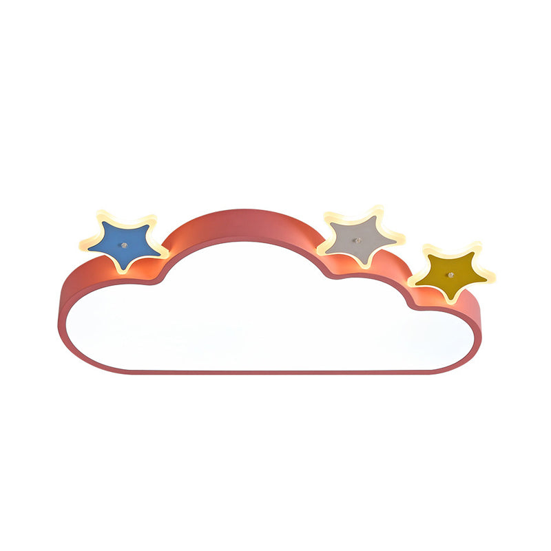 Cloud-with-Star Iron Flushmount Lighting Cartoon Pink/Blue LED Ceiling Flush Light for Children Room Clearhalo 'Ceiling Lights' 'Close To Ceiling Lights' 'Close to ceiling' 'Flush mount' Lighting' 759235