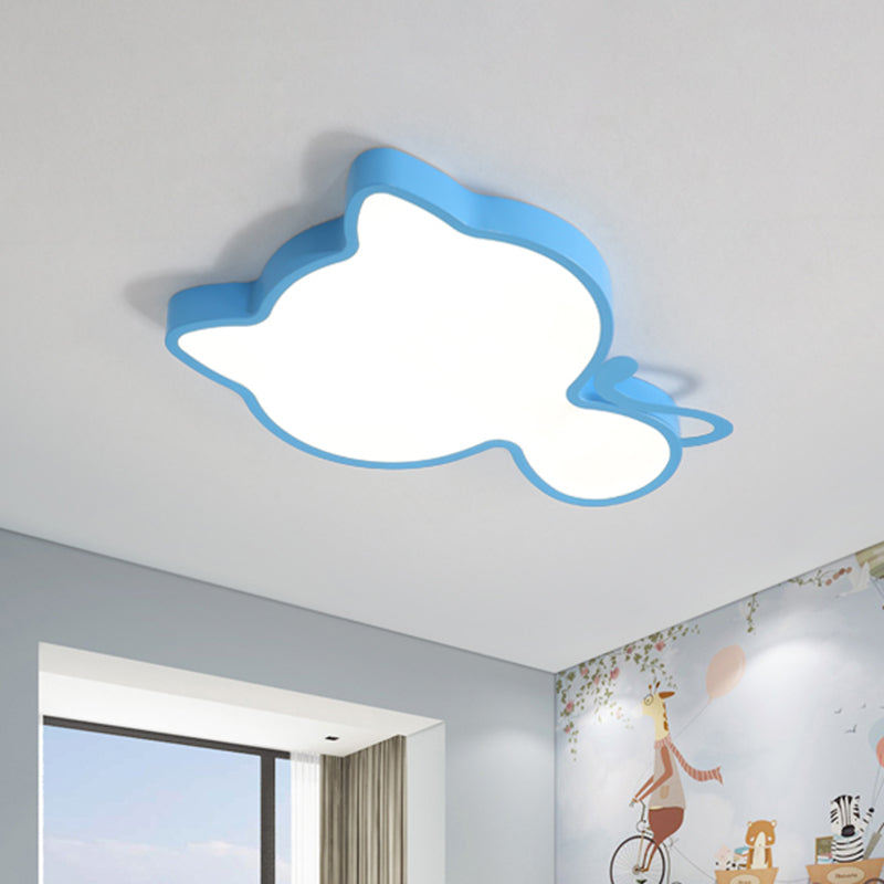 Cat Kindergarten Ceiling Light Acrylic Kids Style LED Flush Mount Lighting Fixture in Pink/Blue Blue Clearhalo 'Ceiling Lights' 'Close To Ceiling Lights' 'Close to ceiling' 'Flush mount' Lighting' 759240