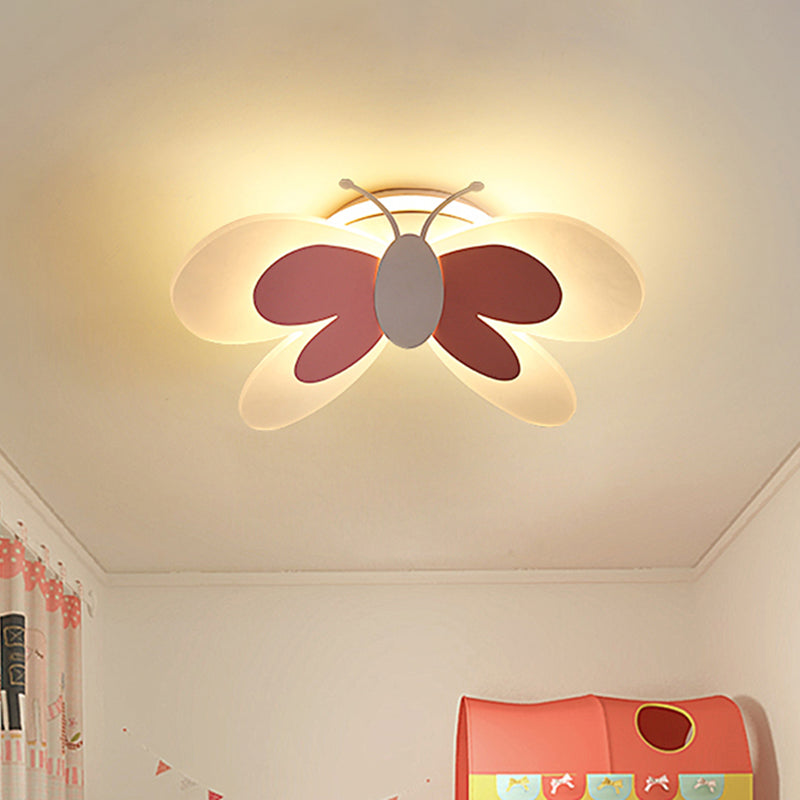 Lifelike Butterfly Flush Mount Fixture Kids Acrylic Girl's Bedroom LED Ceiling Light in Pink Clearhalo 'Ceiling Lights' 'Close To Ceiling Lights' 'Close to ceiling' 'Flush mount' Lighting' 759267