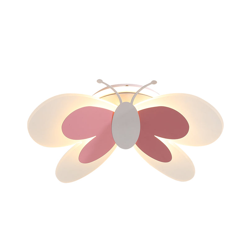 Lifelike Butterfly Flush Mount Fixture Kids Acrylic Girl's Bedroom LED Ceiling Light in Pink Clearhalo 'Ceiling Lights' 'Close To Ceiling Lights' 'Close to ceiling' 'Flush mount' Lighting' 759268