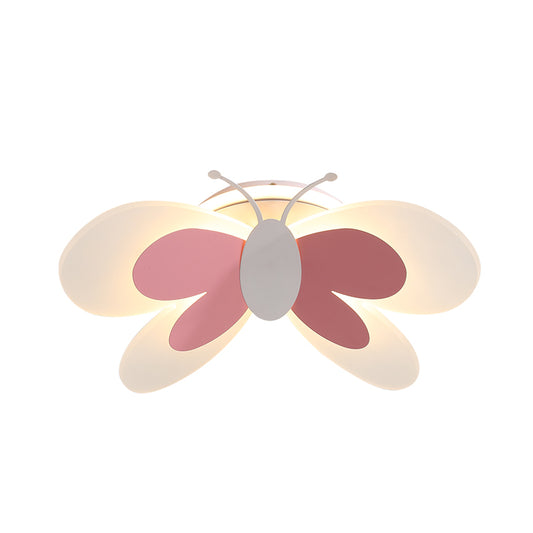 Lifelike Butterfly Flush Mount Fixture Kids Acrylic Girl's Bedroom LED Ceiling Light in Pink Clearhalo 'Ceiling Lights' 'Close To Ceiling Lights' 'Close to ceiling' 'Flush mount' Lighting' 759268