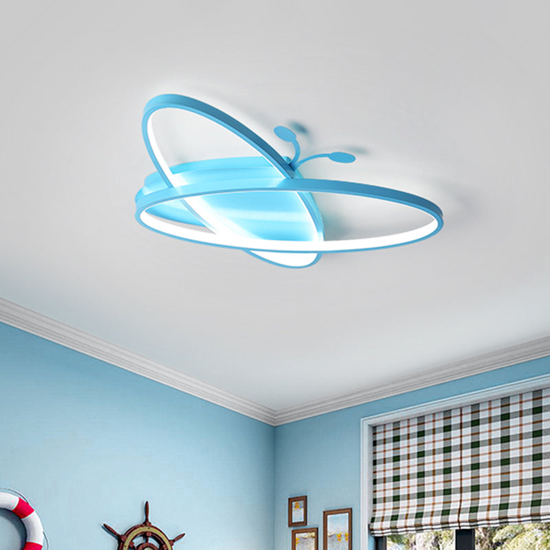 Pink/Blue Butterfly Ceiling Lamp Kids Style Iron LED Flush Mounted Light for Kindergarten Clearhalo 'Ceiling Lights' 'Close To Ceiling Lights' 'Close to ceiling' 'Flush mount' Lighting' 759270