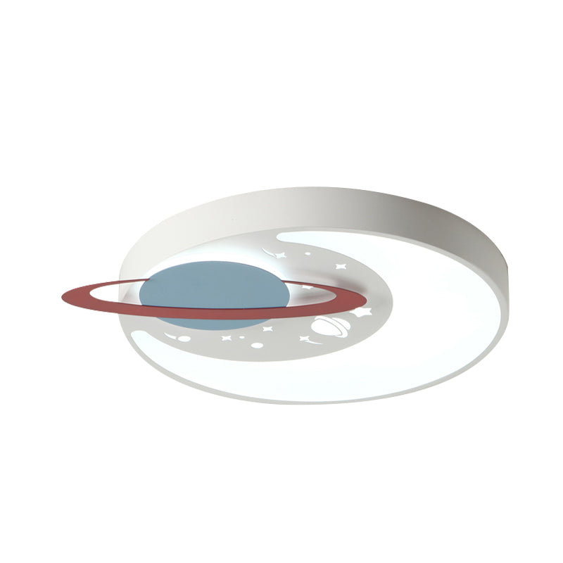 Moon and Planet Boy's Room Ceiling Flush Acrylic Kids Style LED Flush Mount Light Fixture in White/Blue Clearhalo 'Ceiling Lights' 'Close To Ceiling Lights' 'Close to ceiling' 'Flush mount' Lighting' 759283