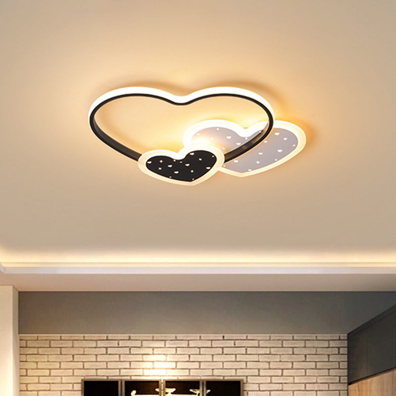 Pink/Black Love Family Flushmount Macaron Acrylic LED Ceiling Flush Mount Light for Kids Room Black Clearhalo 'Ceiling Lights' 'Close To Ceiling Lights' 'Close to ceiling' 'Flush mount' Lighting' 759284