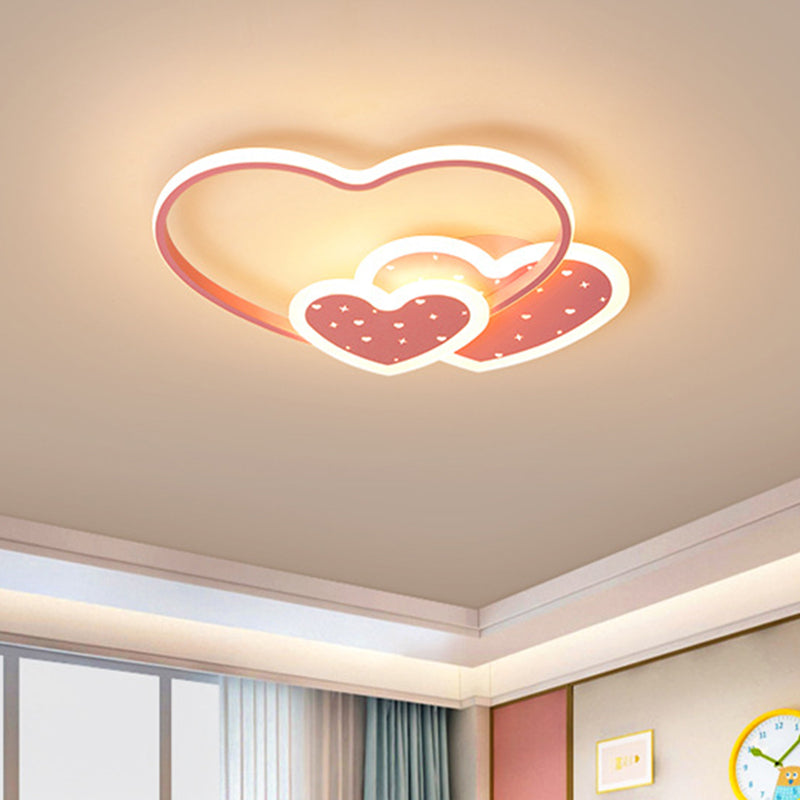 Pink/Black Love Family Flushmount Macaron Acrylic LED Ceiling Flush Mount Light for Kids Room Pink Clearhalo 'Ceiling Lights' 'Close To Ceiling Lights' 'Close to ceiling' 'Flush mount' Lighting' 759288