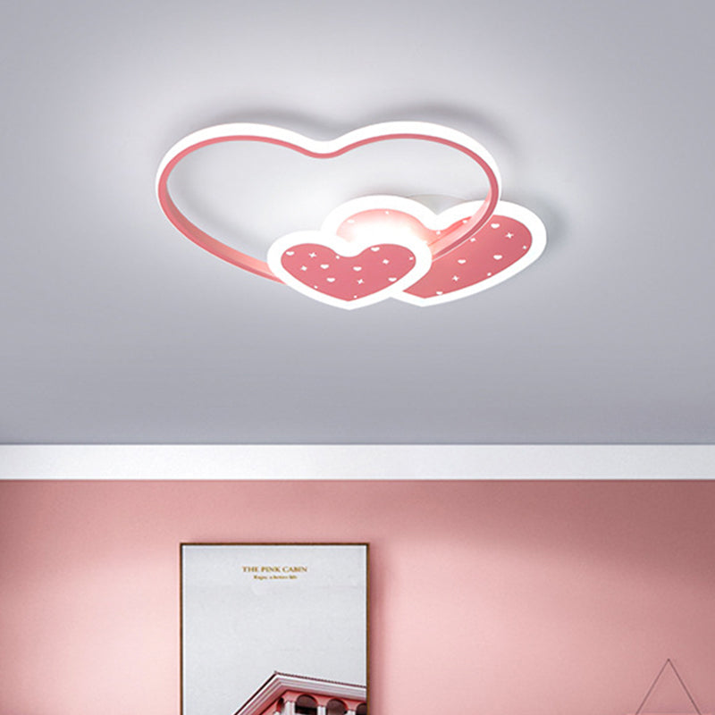 Pink/Black Love Family Flushmount Macaron Acrylic LED Ceiling Flush Mount Light for Kids Room Clearhalo 'Ceiling Lights' 'Close To Ceiling Lights' 'Close to ceiling' 'Flush mount' Lighting' 759289