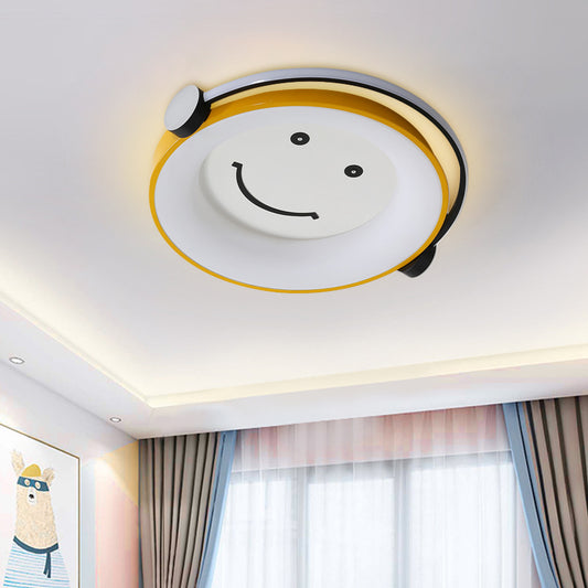 Cartoon Kid Enjoying Music Flush Light Acrylic Child Bedroom LED Ceiling Mount Lamp in Yellow Yellow Clearhalo 'Ceiling Lights' 'Close To Ceiling Lights' 'Close to ceiling' 'Flush mount' Lighting' 759295