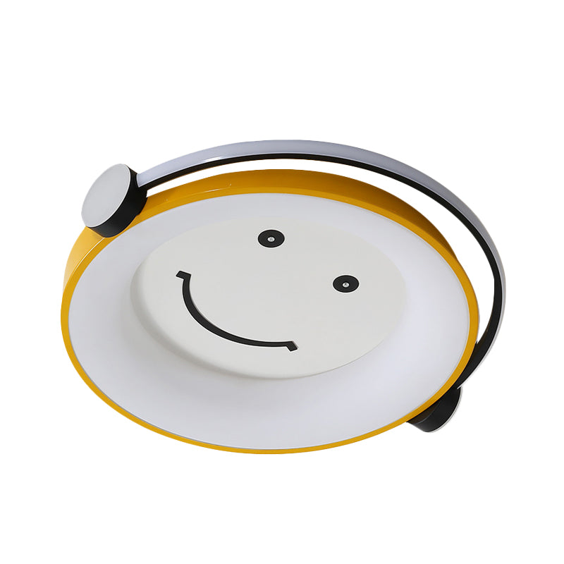 Cartoon Kid Enjoying Music Flush Light Acrylic Child Bedroom LED Ceiling Mount Lamp in Yellow Clearhalo 'Ceiling Lights' 'Close To Ceiling Lights' 'Close to ceiling' 'Flush mount' Lighting' 759296