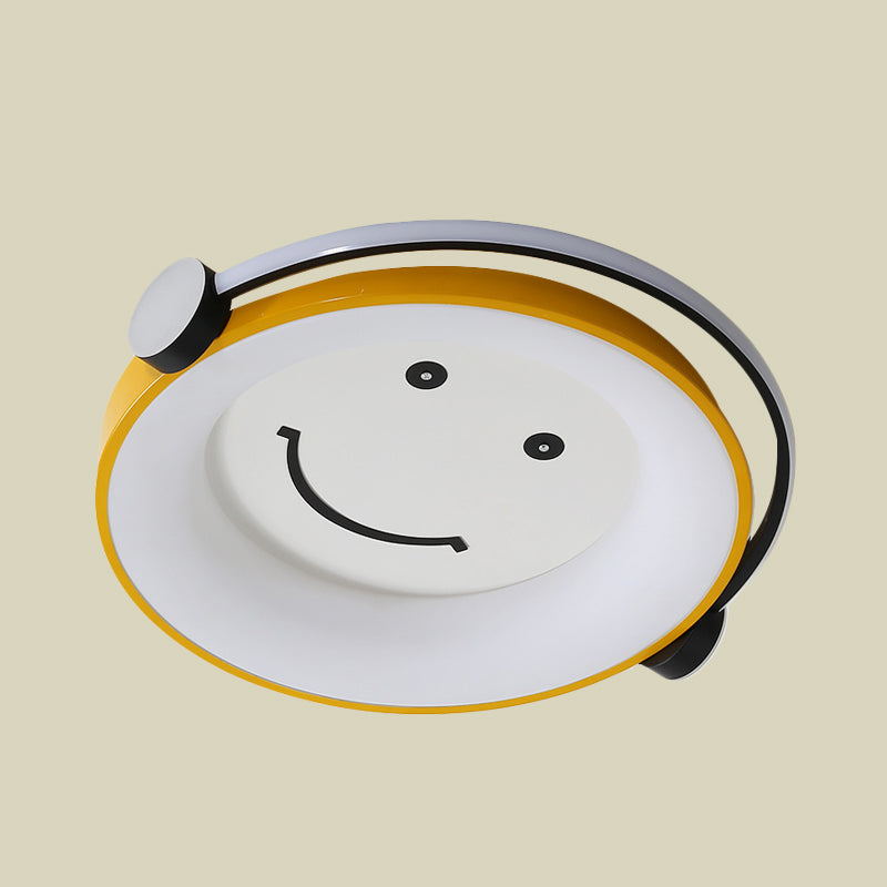 Cartoon Kid Enjoying Music Flush Light Acrylic Child Bedroom LED Ceiling Mount Lamp in Yellow Clearhalo 'Ceiling Lights' 'Close To Ceiling Lights' 'Close to ceiling' 'Flush mount' Lighting' 759297