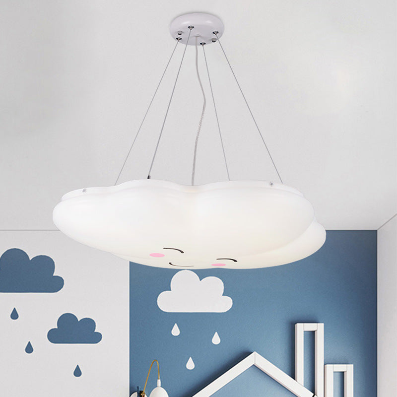 White Cheerful Cloud Hanging Lamp Cartoon Acrylic LED Pendant Lighting for Nursery Clearhalo 'Ceiling Lights' 'Pendant Lights' 'Pendants' Lighting' 759303