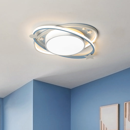 Orbit Planet Acrylic LED Flushmount Kids Blue Ceiling Flush Light for Nursery School Blue Clearhalo 'Ceiling Lights' 'Close To Ceiling Lights' 'Close to ceiling' 'Flush mount' Lighting' 759311