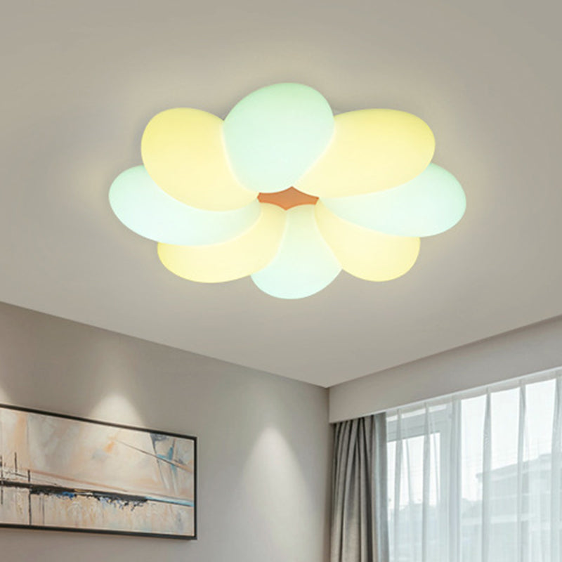 Kids Floral Plastic Ceiling Flush LED Flush Mount Recessed Lighting in White for Bedroom White Clearhalo 'Ceiling Lights' 'Close To Ceiling Lights' 'Close to ceiling' 'Flush mount' Lighting' 759315