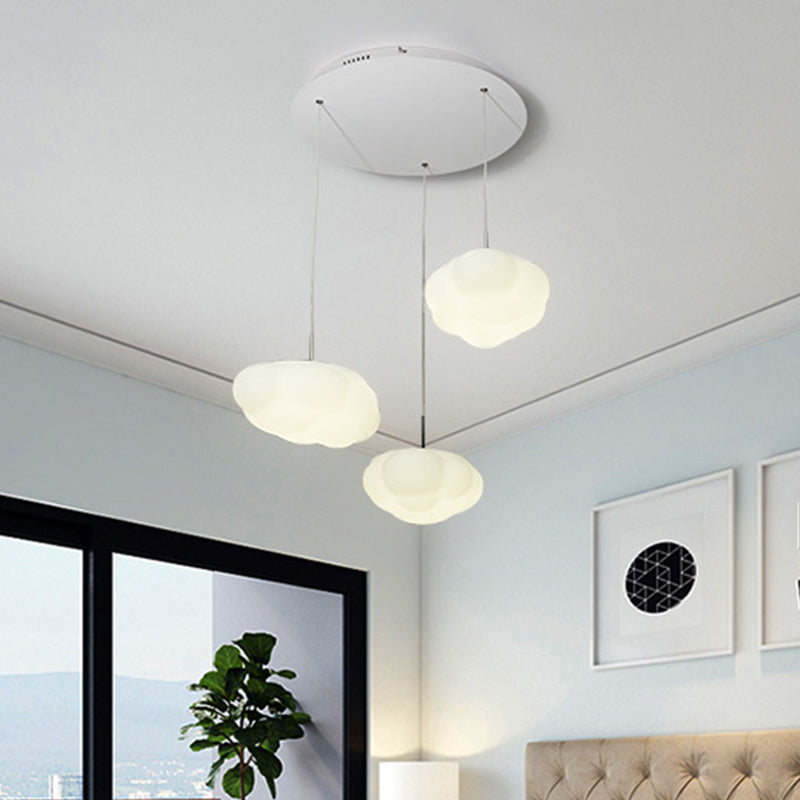 White Cluster Cloud Pendant Kids Style 1/3/5-Head Plastic LED Suspended Lighting Fixture for Child Room Clearhalo 'Ceiling Lights' 'Pendant Lights' 'Pendants' Lighting' 759331