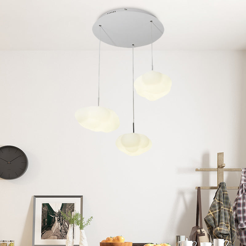 White Cluster Cloud Pendant Kids Style 1/3/5-Head Plastic LED Suspended Lighting Fixture for Child Room Clearhalo 'Ceiling Lights' 'Pendant Lights' 'Pendants' Lighting' 759332