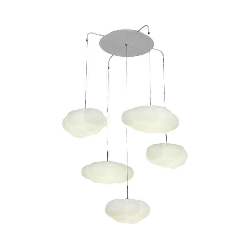 White Cluster Cloud Pendant Kids Style 1/3/5-Head Plastic LED Suspended Lighting Fixture for Child Room Clearhalo 'Ceiling Lights' 'Pendant Lights' 'Pendants' Lighting' 759337