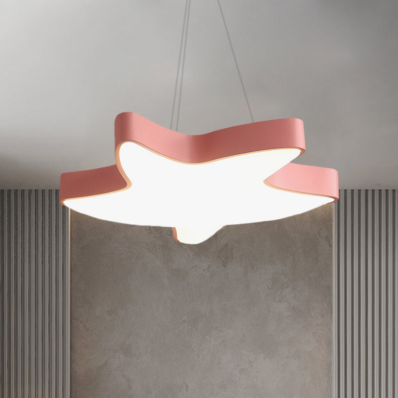 Asteroidea LED Hanging Lamp Macaron Acrylic Pink/Yellow/Blue Kids Bedroom Pendant Ceiling Light Pink Clearhalo 'Ceiling Lights' 'Pendant Lights' 'Pendants' Lighting' 759347_55d5bca1-a898-4b76-8d78-20b2e04651bf