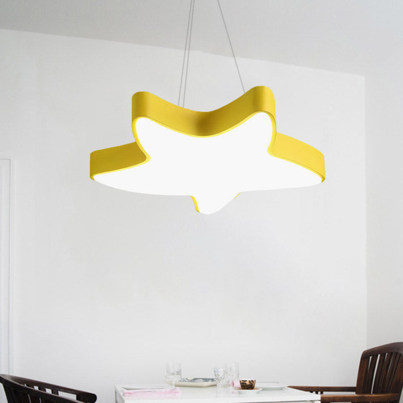 Asteroidea LED Hanging Lamp Macaron Acrylic Pink/Yellow/Blue Kids Bedroom Pendant Ceiling Light Clearhalo 'Ceiling Lights' 'Pendant Lights' 'Pendants' Lighting' 759351