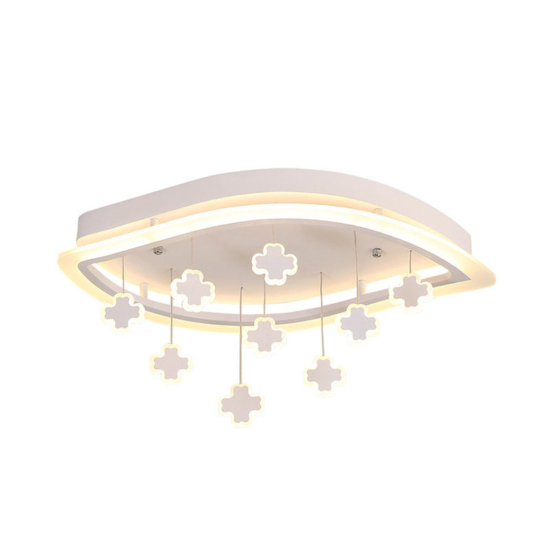 Kids Leaf Flushmount Acrylic Bedroom LED Close to Ceiling Light in White with Draping Mathematical Sign Clearhalo 'Ceiling Lights' 'Close To Ceiling Lights' 'Close to ceiling' 'Flush mount' Lighting' 759358