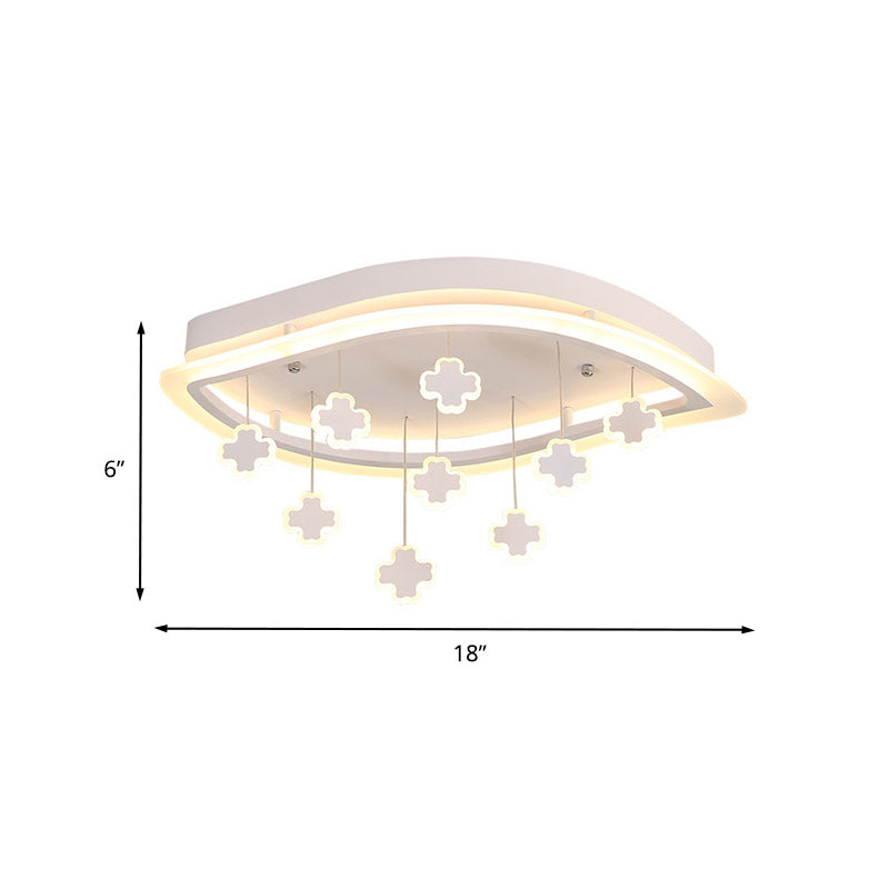 Kids Leaf Flushmount Acrylic Bedroom LED Close to Ceiling Light in White with Draping Mathematical Sign Clearhalo 'Ceiling Lights' 'Close To Ceiling Lights' 'Close to ceiling' 'Flush mount' Lighting' 759360