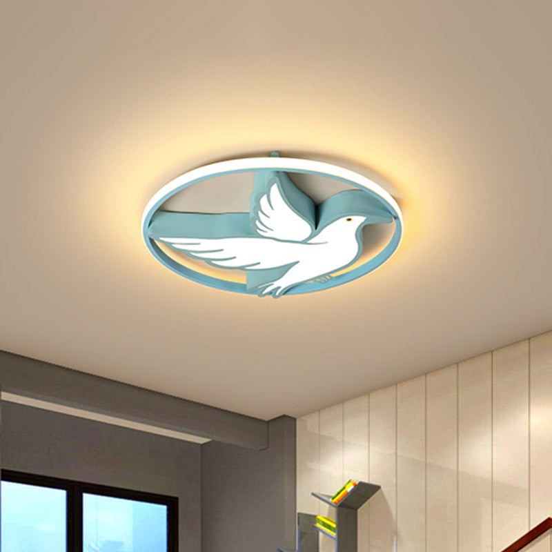 Blue Dove Ceiling Flush Light Macaron Acrylic LED Flushmount Lighting with Glow Ring Guard in Warm/White Light Clearhalo 'Ceiling Lights' 'Close To Ceiling Lights' 'Close to ceiling' 'Flush mount' Lighting' 759395