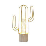 Capsule Clear Glass Night Light Kids Gold Rechargeable LED Table Lamp with Cactus Steel Cage Guard Clearhalo 'Night Lights' 'Wall Lights' Lighting' 759488