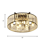 Double Round Bedroom Flushmount Minimalist Faceted Crystal 7 Lights Black Flush Mounted Lamp Clearhalo 'Ceiling Lights' 'Close To Ceiling Lights' 'Close to ceiling' 'Flush mount' Lighting' 759516