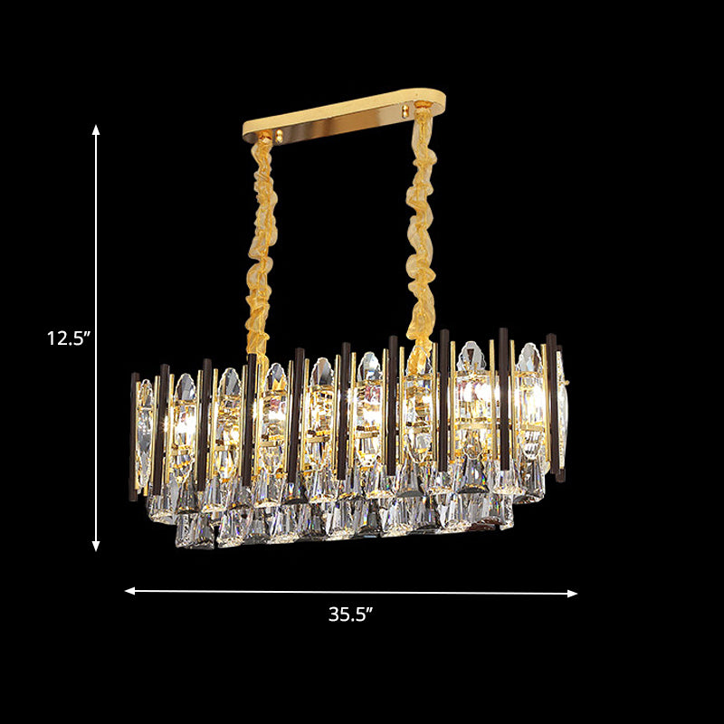 Gold 10 Bulbs Island Light Fixture Contemporary Crystal Cone Ceiling Suspension Lamp Clearhalo 'Ceiling Lights' 'Island Lights' Lighting' 759559