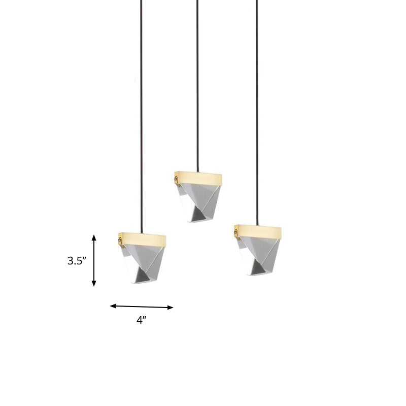 3/6 Lights Gem Multi Ceiling Light Simple Brass Beveled Crystal LED Pendant Lamp Kit in Brass Clearhalo 'Ceiling Lights' 'Modern Pendants' 'Modern' 'Pendant Lights' 'Pendants' Lighting' 759563