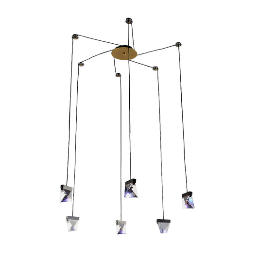 3/6 Lights Gem Multi Ceiling Light Simple Brass Beveled Crystal LED Pendant Lamp Kit in Brass Clearhalo 'Ceiling Lights' 'Modern Pendants' 'Modern' 'Pendant Lights' 'Pendants' Lighting' 759566