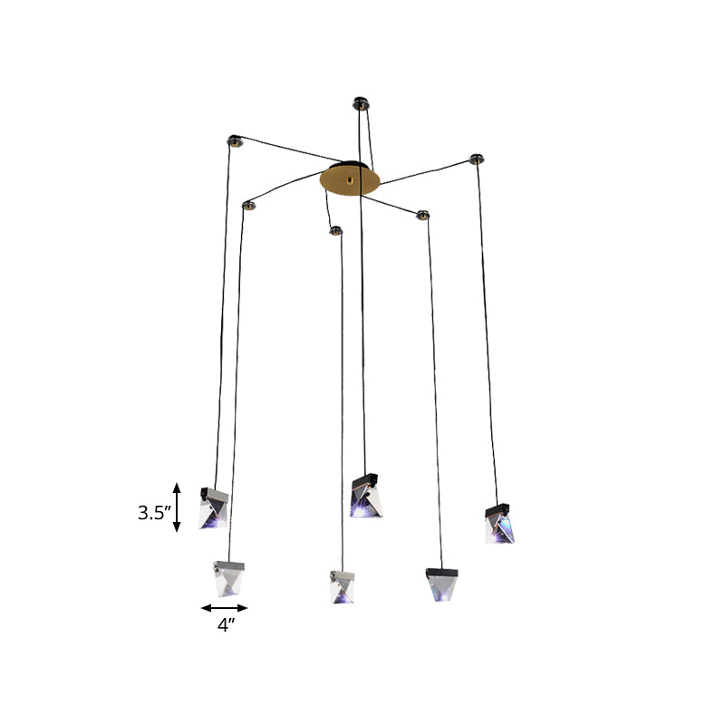 3/6 Lights Gem Multi Ceiling Light Simple Brass Beveled Crystal LED Pendant Lamp Kit in Brass Clearhalo 'Ceiling Lights' 'Modern Pendants' 'Modern' 'Pendant Lights' 'Pendants' Lighting' 759568