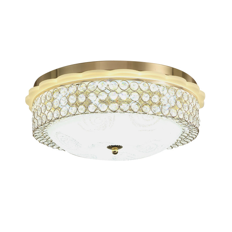 16"/19.5" Wide LED Flushmount Lighting Modernist Circle Crystal Bead Flush Lamp Fixture for Foyer Clearhalo 'Ceiling Lights' 'Close To Ceiling Lights' 'Close to ceiling' 'Flush mount' Lighting' 759583