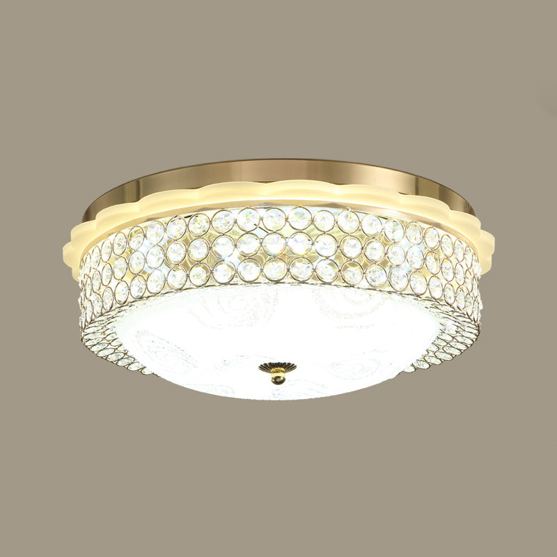 16"/19.5" Wide LED Flushmount Lighting Modernist Circle Crystal Bead Flush Lamp Fixture for Foyer Clearhalo 'Ceiling Lights' 'Close To Ceiling Lights' 'Close to ceiling' 'Flush mount' Lighting' 759584