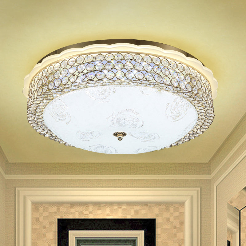 16"/19.5" Wide LED Flushmount Lighting Modernist Circle Crystal Bead Flush Lamp Fixture for Foyer Gold 19.5" Clearhalo 'Ceiling Lights' 'Close To Ceiling Lights' 'Close to ceiling' 'Flush mount' Lighting' 759586