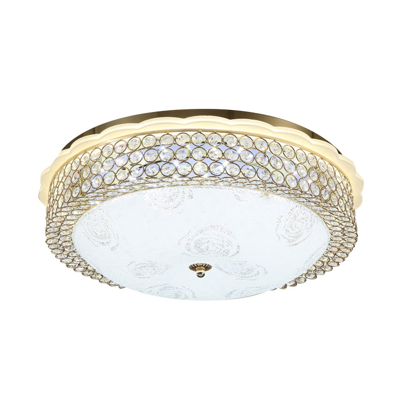 16"/19.5" Wide LED Flushmount Lighting Modernist Circle Crystal Bead Flush Lamp Fixture for Foyer Clearhalo 'Ceiling Lights' 'Close To Ceiling Lights' 'Close to ceiling' 'Flush mount' Lighting' 759588