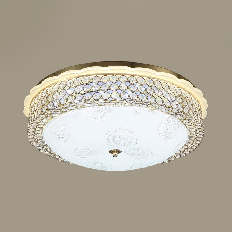 16"/19.5" Wide LED Flushmount Lighting Modernist Circle Crystal Bead Flush Lamp Fixture for Foyer Clearhalo 'Ceiling Lights' 'Close To Ceiling Lights' 'Close to ceiling' 'Flush mount' Lighting' 759589