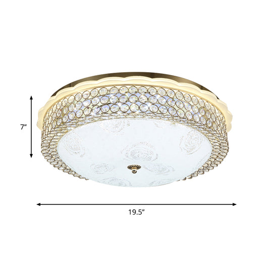 16"/19.5" Wide LED Flushmount Lighting Modernist Circle Crystal Bead Flush Lamp Fixture for Foyer Clearhalo 'Ceiling Lights' 'Close To Ceiling Lights' 'Close to ceiling' 'Flush mount' Lighting' 759590