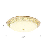 Frosted Glass Gold Ceiling Mounted Lamp Domed 16"/19.5" Wide LED Flush Light with Crystal Accent Clearhalo 'Ceiling Lights' 'Close To Ceiling Lights' 'Close to ceiling' 'Flush mount' Lighting' 759595