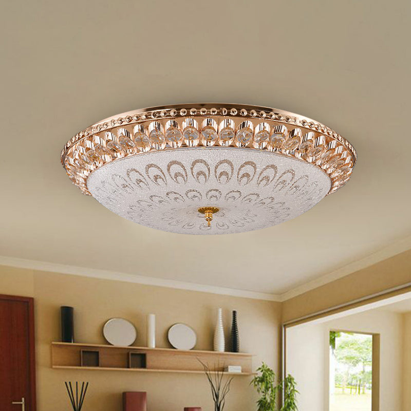 Gold Domed Flush Mount Lighting Modern Crystal Glass LED Bedroom Ceiling Flush, 16"/19.5" Width Gold Clearhalo 'Ceiling Lights' 'Close To Ceiling Lights' 'Close to ceiling' 'Flush mount' Lighting' 759596