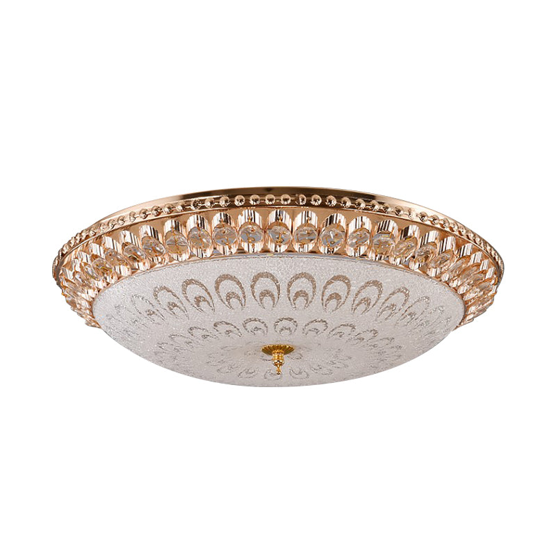 Gold Domed Flush Mount Lighting Modern Crystal Glass LED Bedroom Ceiling Flush, 16"/19.5" Width Clearhalo 'Ceiling Lights' 'Close To Ceiling Lights' 'Close to ceiling' 'Flush mount' Lighting' 759597