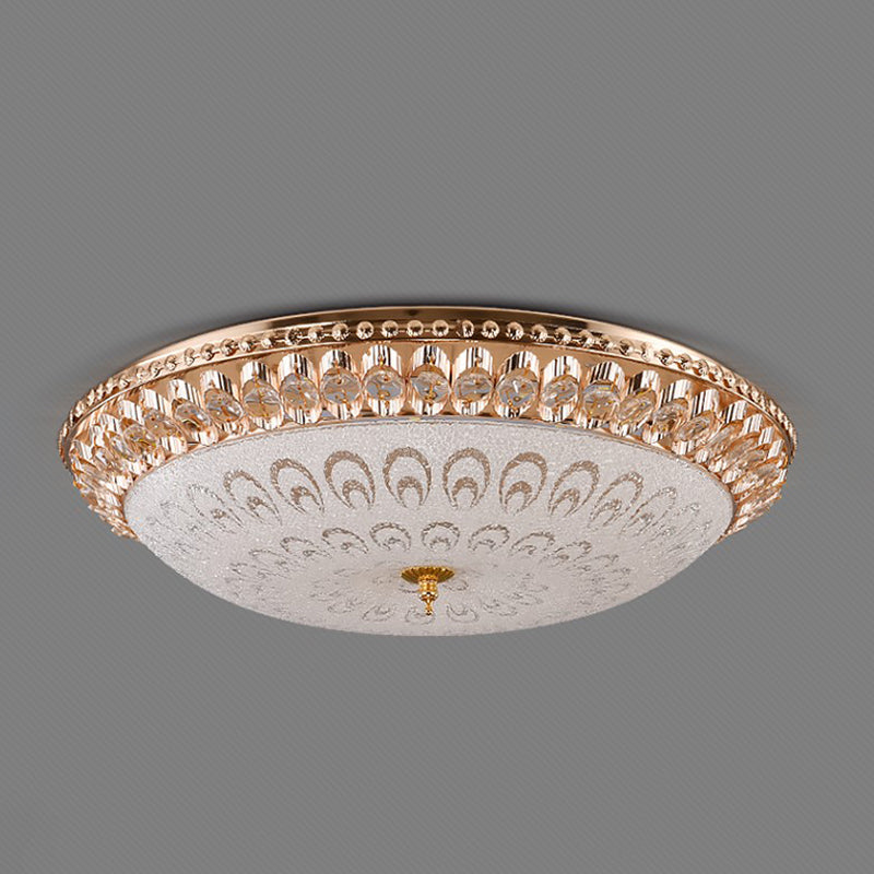 Gold Domed Flush Mount Lighting Modern Crystal Glass LED Bedroom Ceiling Flush, 16"/19.5" Width Clearhalo 'Ceiling Lights' 'Close To Ceiling Lights' 'Close to ceiling' 'Flush mount' Lighting' 759598